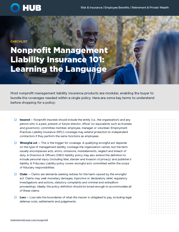 Cover Image Insurance Checklist for Nonprofits CAN