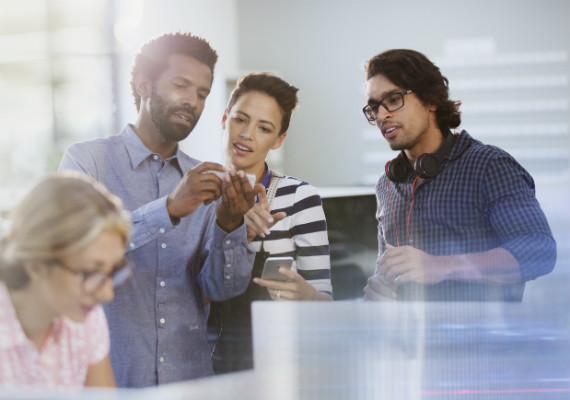 group of co-workers working